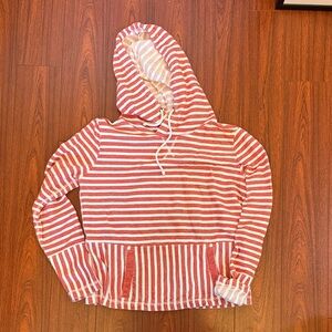 J.Crew Women’s Red and White Striped Hoodie